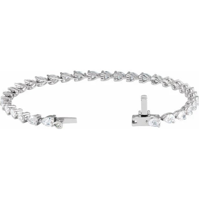Lab Grown 6.50 Ctw. Pear Cut Diamond Tennis Bracelet 7 Inches