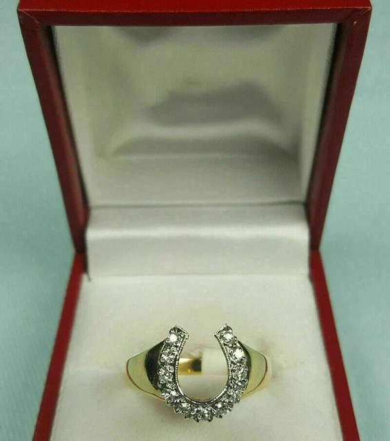 2Ct Round Lab Created Diamond Horseshoe Unisex Ring 14K Yellow Gold Finish