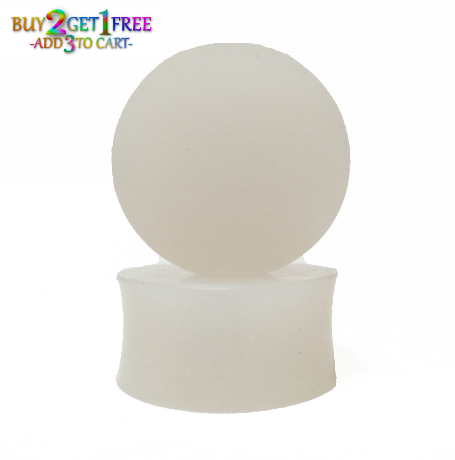 Pair 8g-40mm HAZY CLEAR SOLID SILICONE PLUGS Soft Double Flare Gauges Ear 1079