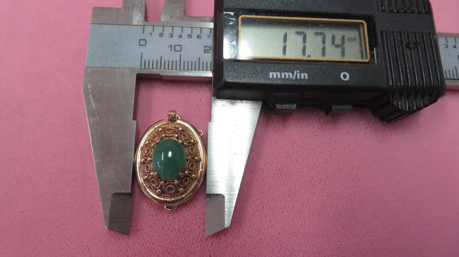 Vtg 14k Solid Filigree Y. Gold Aventurine Clasp for Single Strand Beads 7.89 G