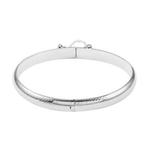 Sterling Silver Engraved Bangle Bracelet (7.00 In) 8.8 Grams