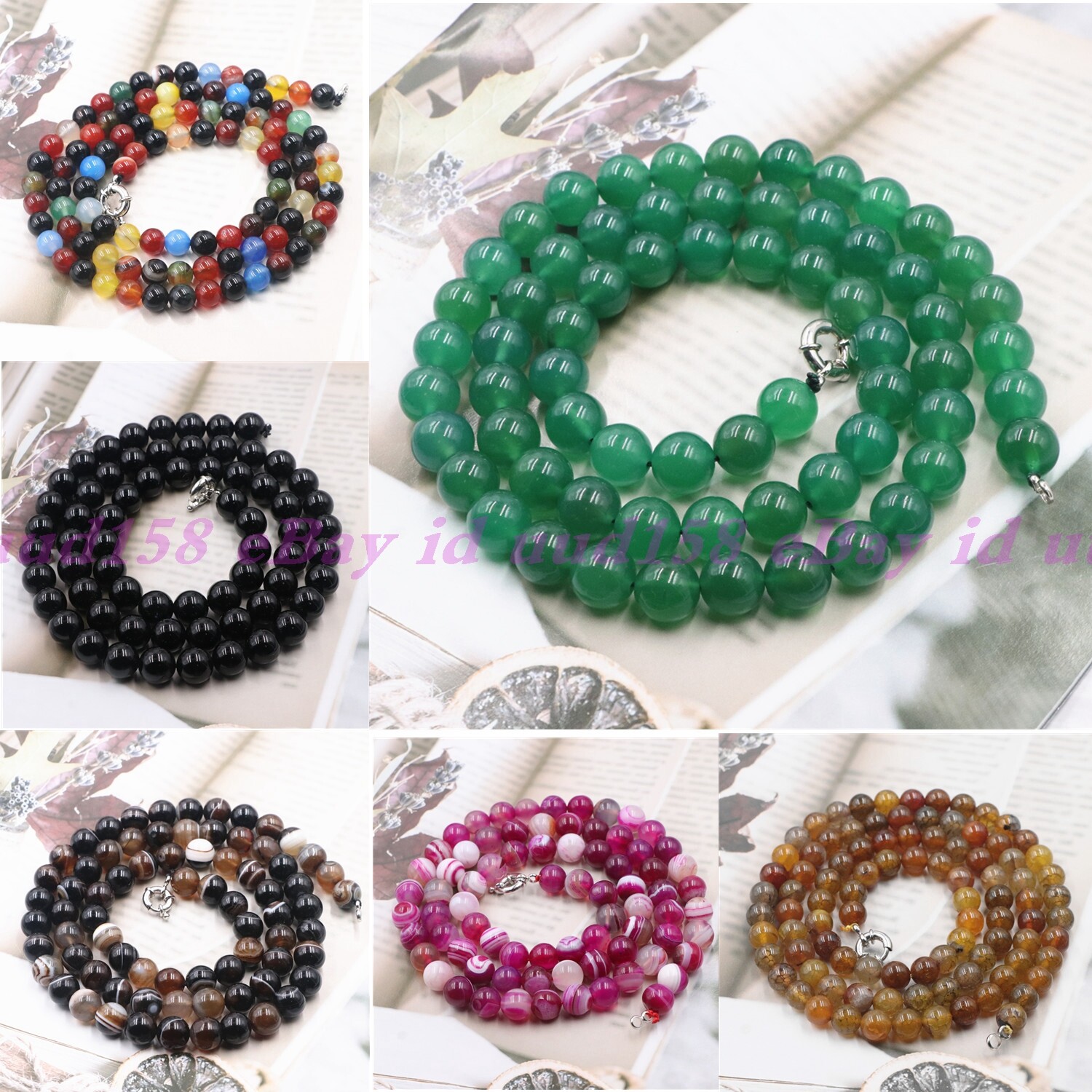 Pretty Natural 6/8/10mm Mixed Multi-color Gems Round Beads Necklace 18-36” AAA