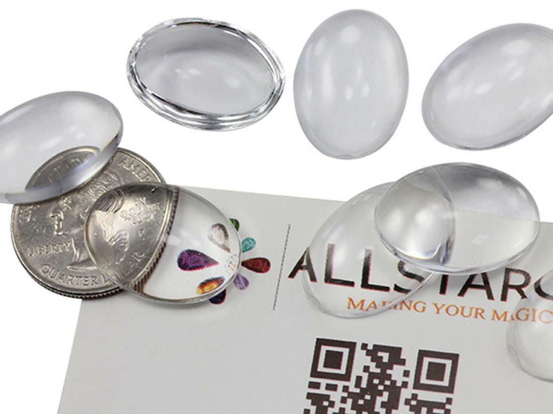 Acrylic Oval Clear Cabochons Flat Back Gems For Jewelry Craft Pro Grade Jewels