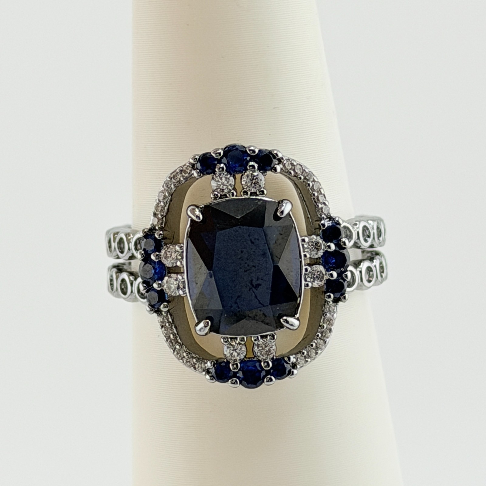 Bomb Party September Ring Sz 8 “Never Meek” Lab Created Sapphire on Hematite