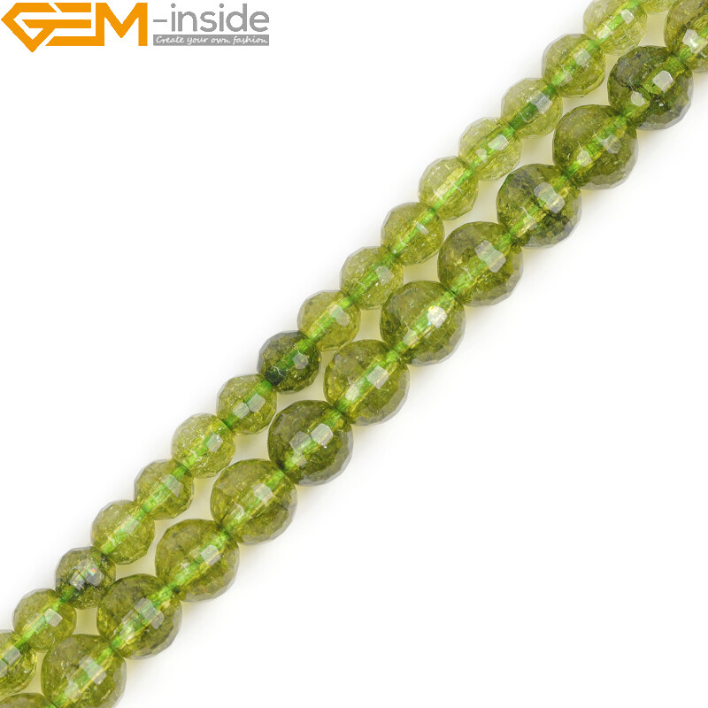 Faceted Gemstone Green Peridot Loose Beads For Jewelry Making Strand 15″In Lots