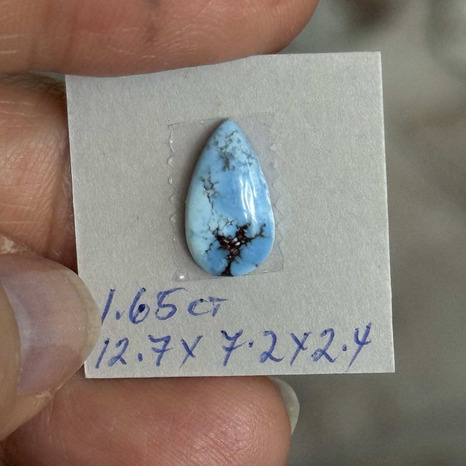 1.65ct 12.7×7.2×2.4mm Beautiful Golden Hill Lavender Turquoise Ring Cabochon Gem