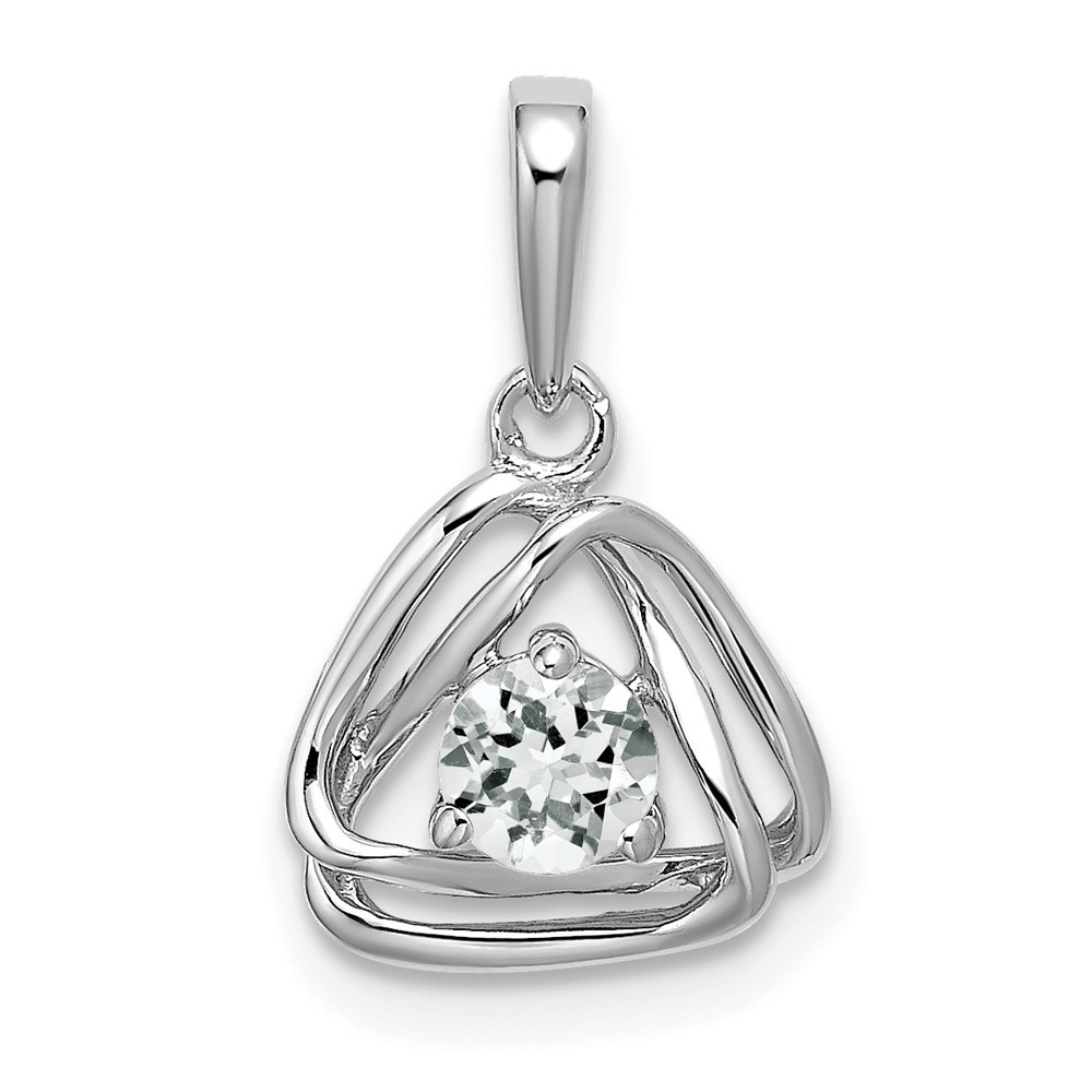 14k White Gold 1/4 Ct Round Lab Grown Diamond Intertwined Triangle Charm Pendant