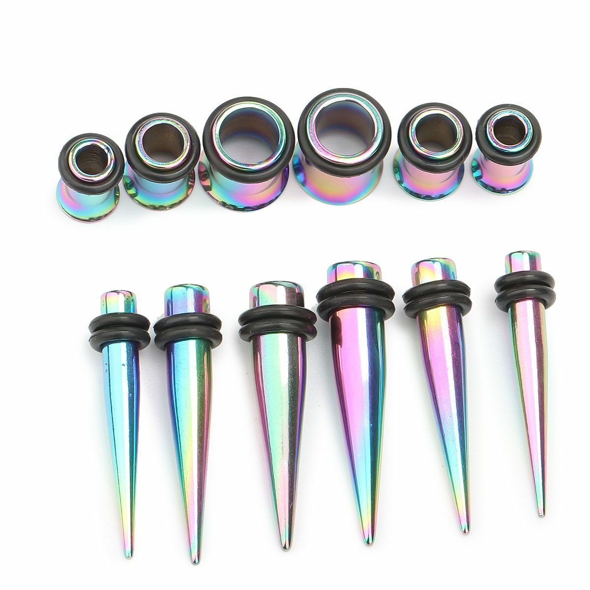 36PCS Stainless Steel Ear Taper Stretching Kit Gauge Expenders set Tunnel Plugs