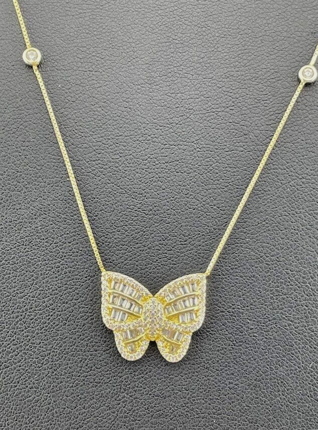 FUZION CREATIONS GOLD OVER 925 STERLING SILVER BUTTERFLY NECKLACE 20″ 2628