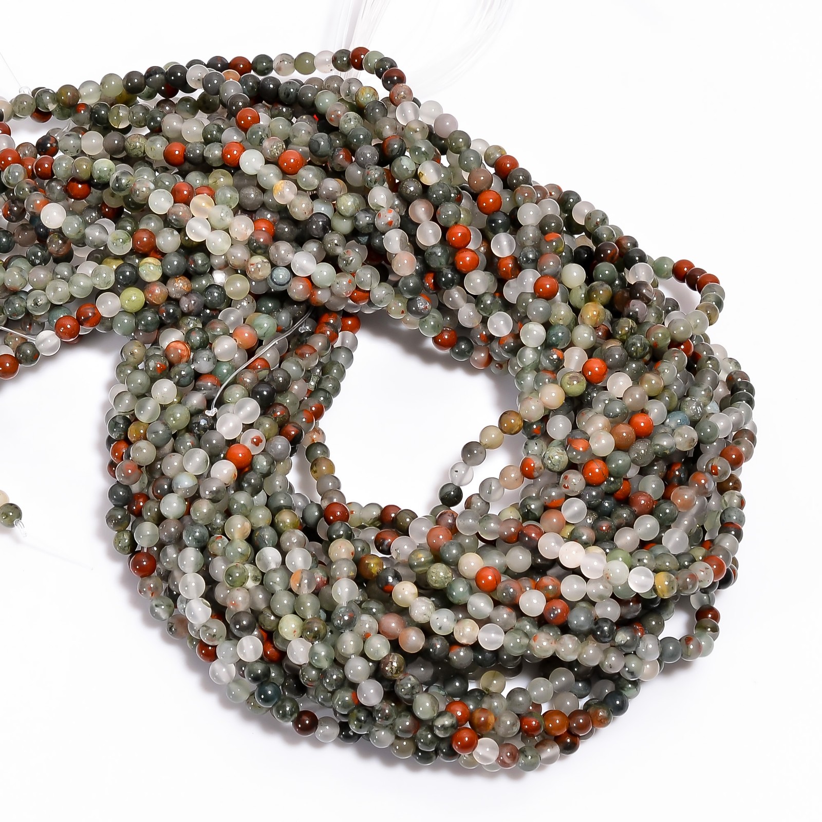 Natural African Blood Agate Round Shape Smooth Beads 4X4.5 mm Strand 15″ UGB598