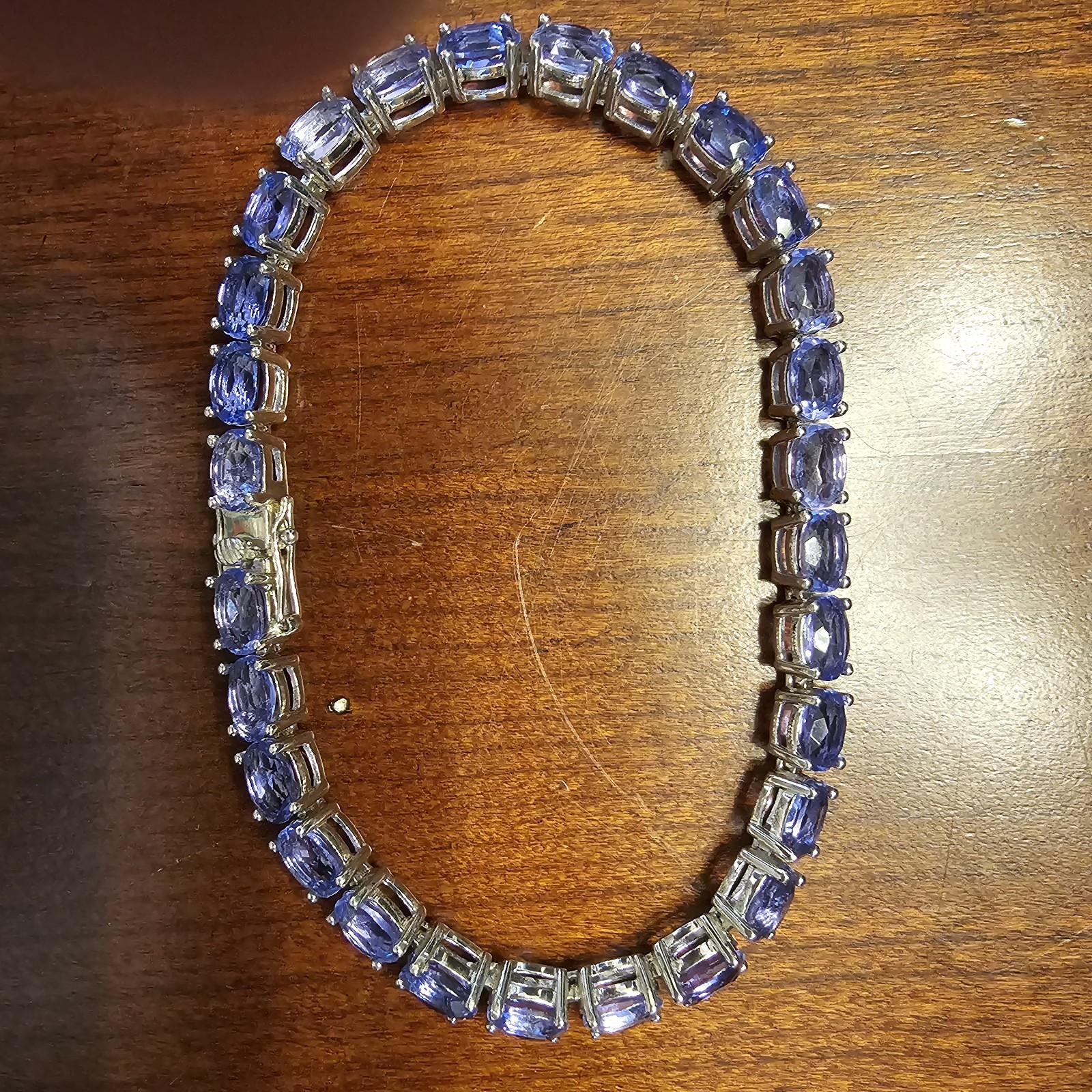 23.5 ctw Blue Color Change Fluorite Sterling Silver Tennis Bracelet 8 in