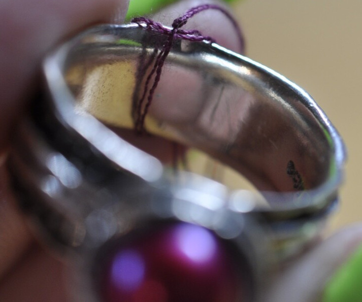Vintage Sterling Silver Burgundy Spinner Ring Size 10 Classic Fashion Ring