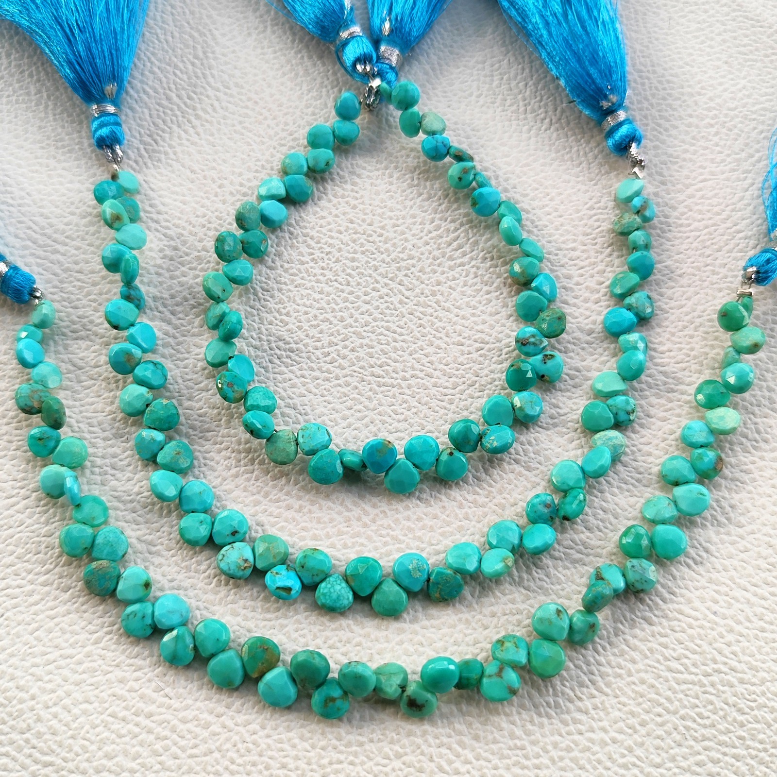 Natural Turquoise 5mm Size Faceted Heart Shape Beads 7″ Strand Genuine Gems
