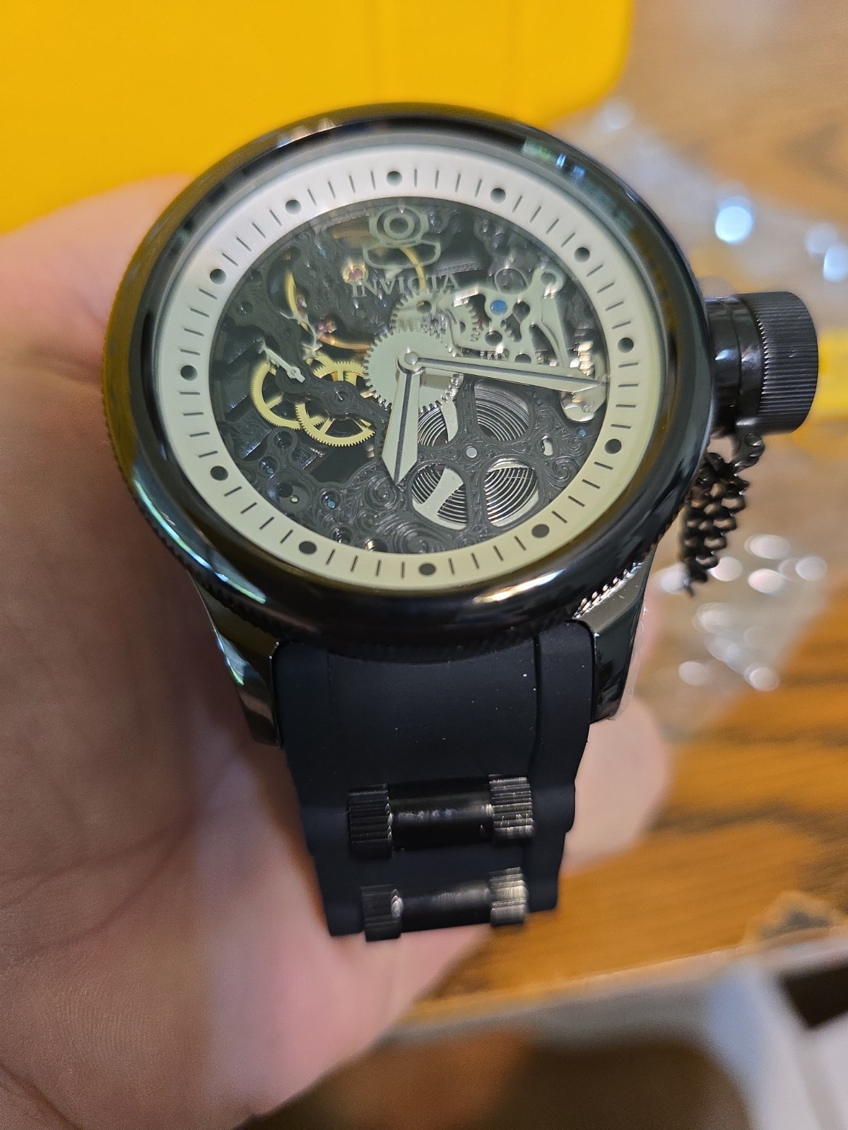 New Invicta Russian Diver Quinotaur Mechanical 1091 Triple Black Yellow 8 Slot