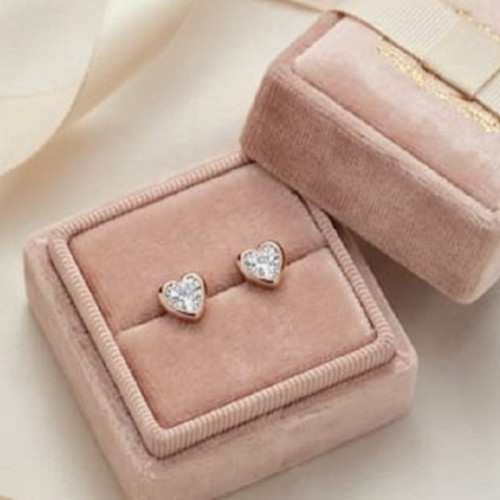 4ct Heart Certified VVS1/D White Moissanite Stud Earrings 14k Rode Gold Finish