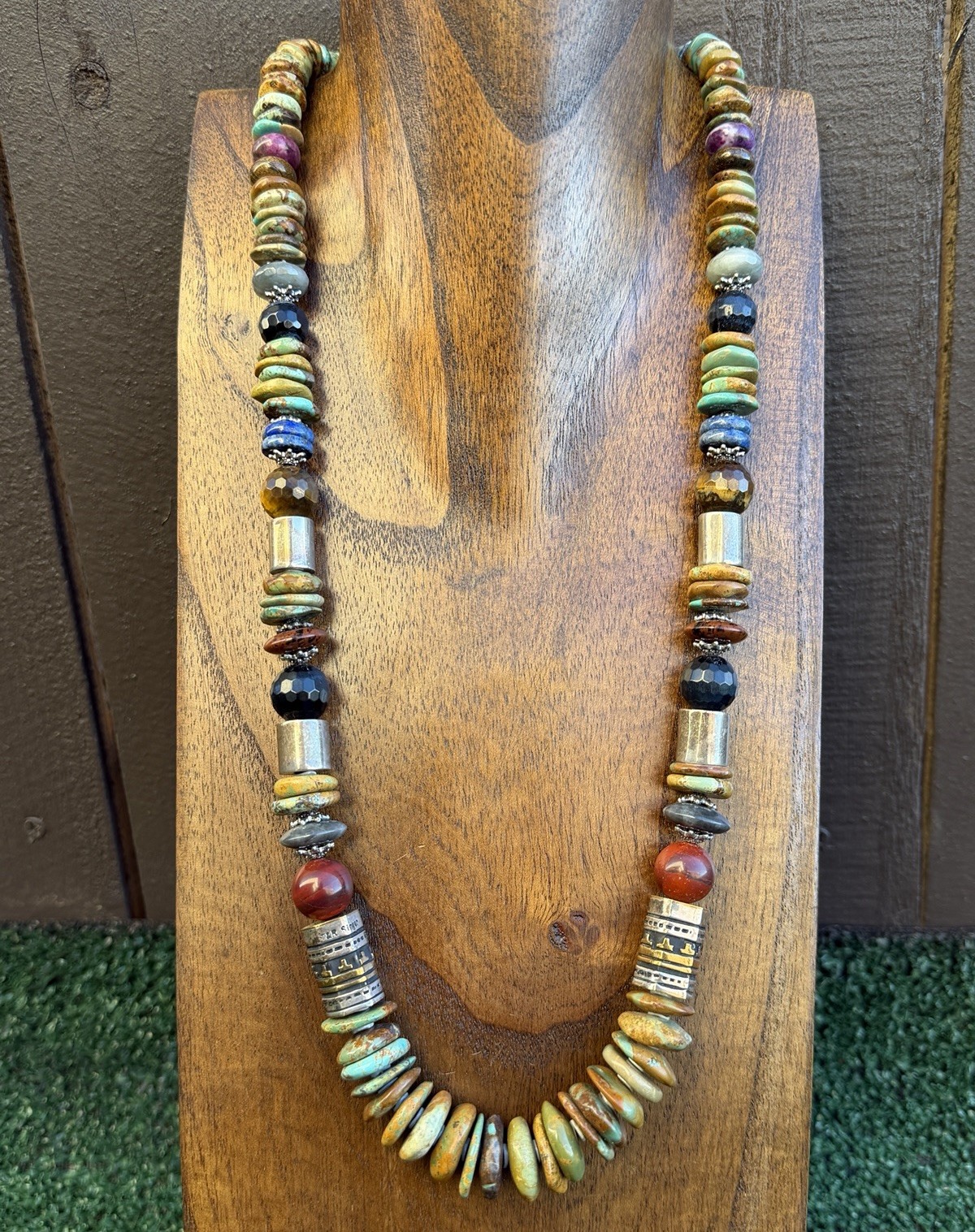 Tommy Rosita Singer T R Sterling Silver Green Turquoise Bead Necklace 28 Inch