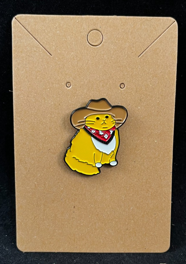 Western Cowboy Cat – Enamel Pin – Novelty – Animals – About 1 1/8 Inch High