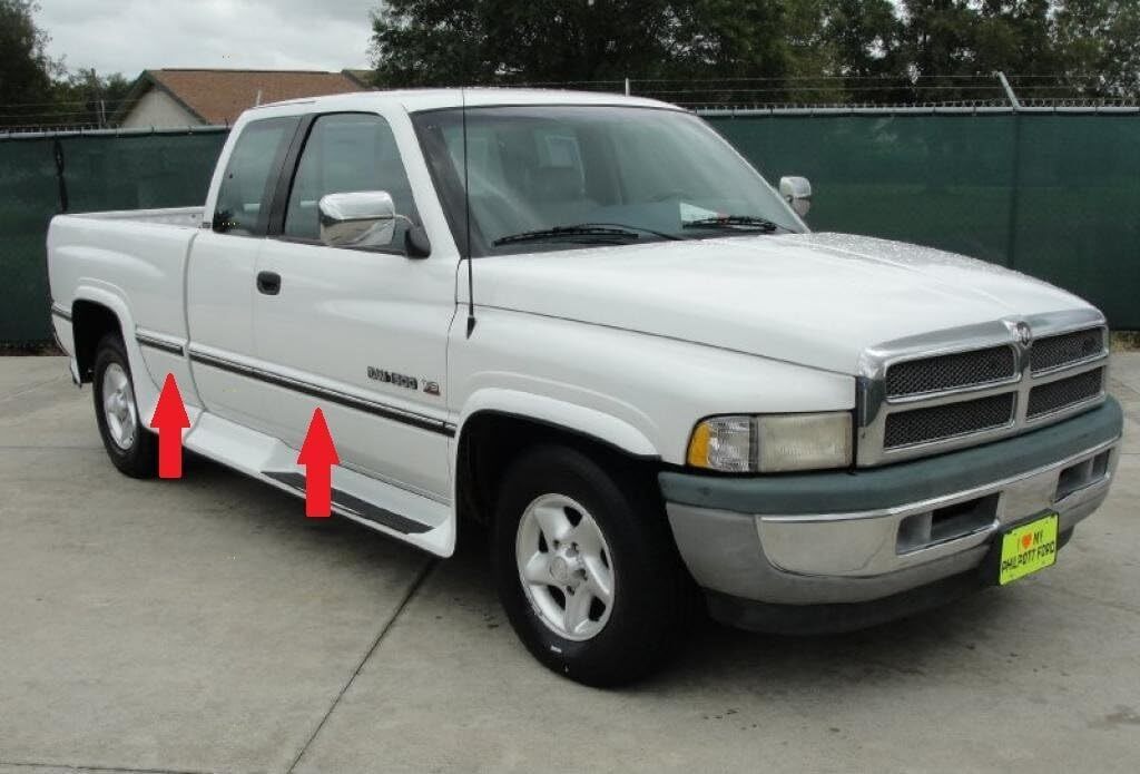 Black Chrome Side Body Trim Molding Replace for 1994-1997 Dodge Ram Pickup Truck