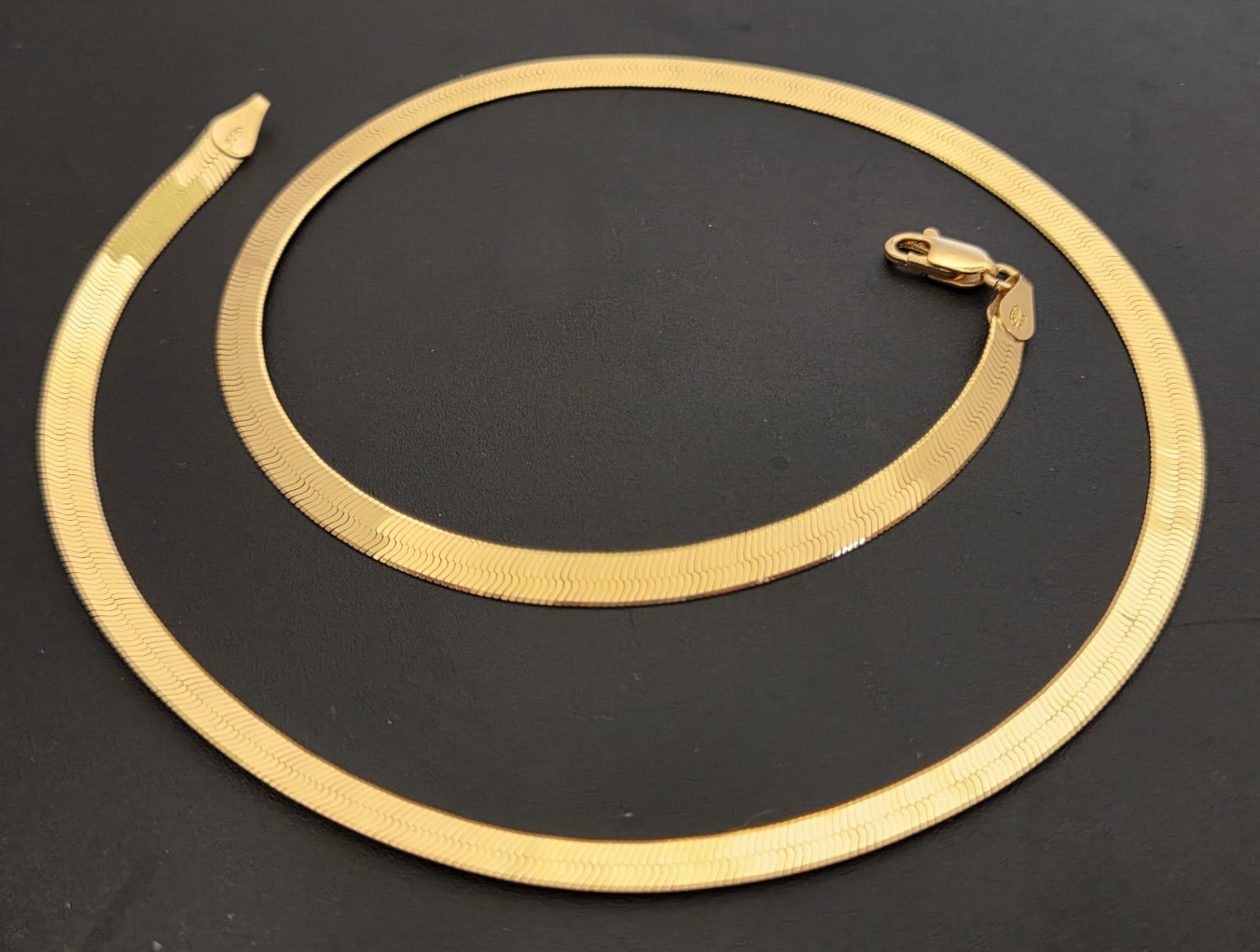 MILOR 5mm Gold over Sterling Silver Flat Herringbone Necklace 18″ Long 925 ITALY