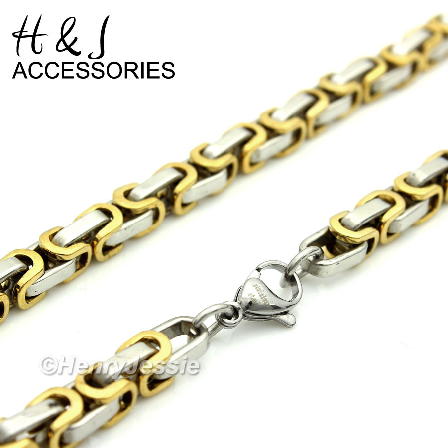18-40″Stainless Steel 8mm Silver /Gold Plated Classic Byzantine Box Necklace*NT
