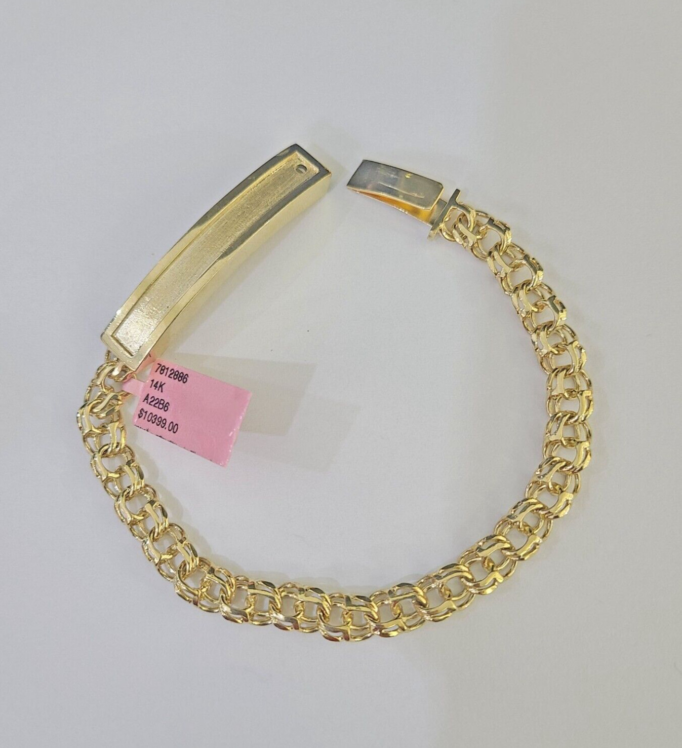 14k Chino ID Bracelet Yellow Gold Size 8″ Inches Box Lock Real 14kt