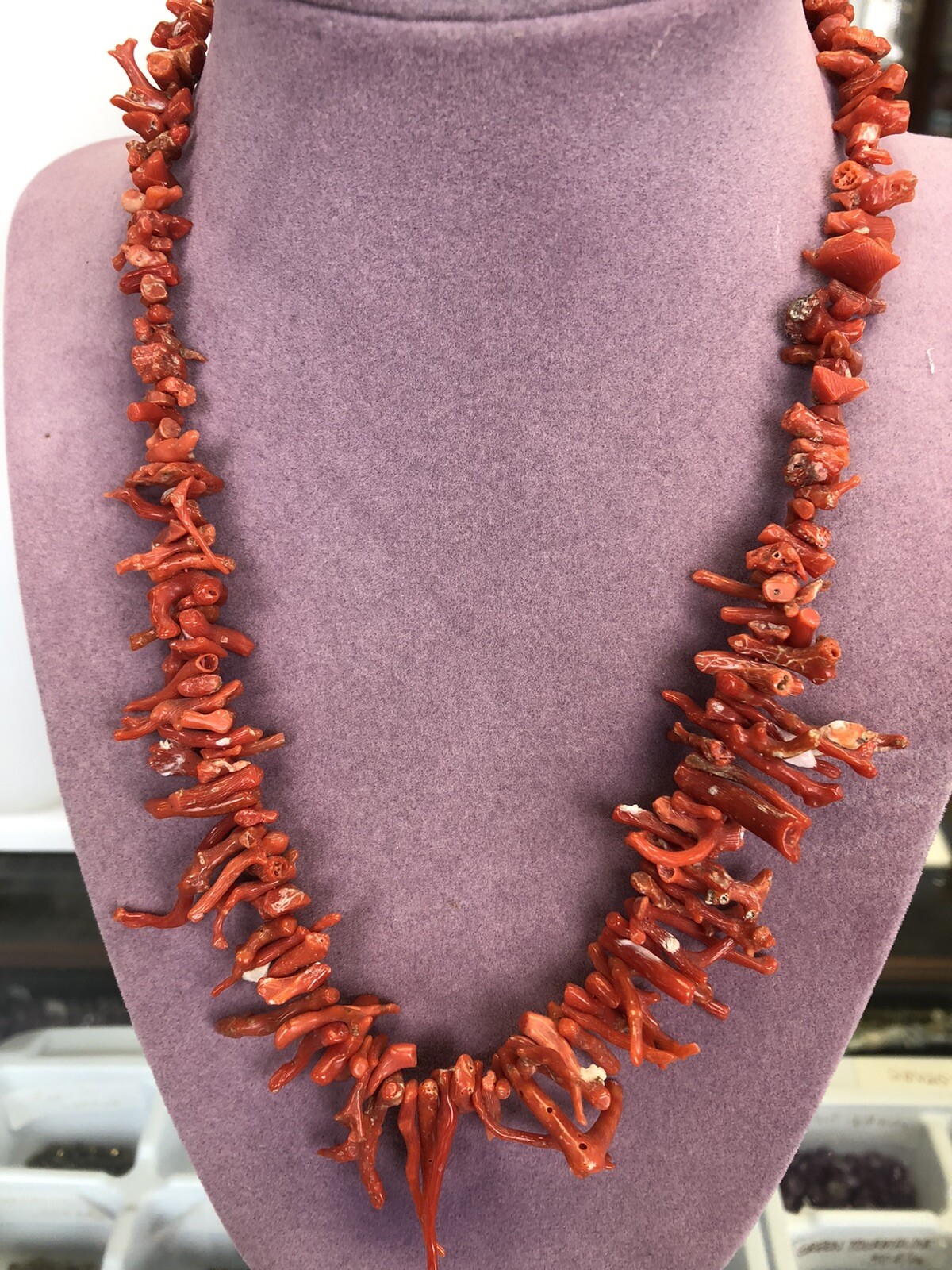 Red Branch Coral Necklace Beachwear 33 grams- 17 Inches Vintage