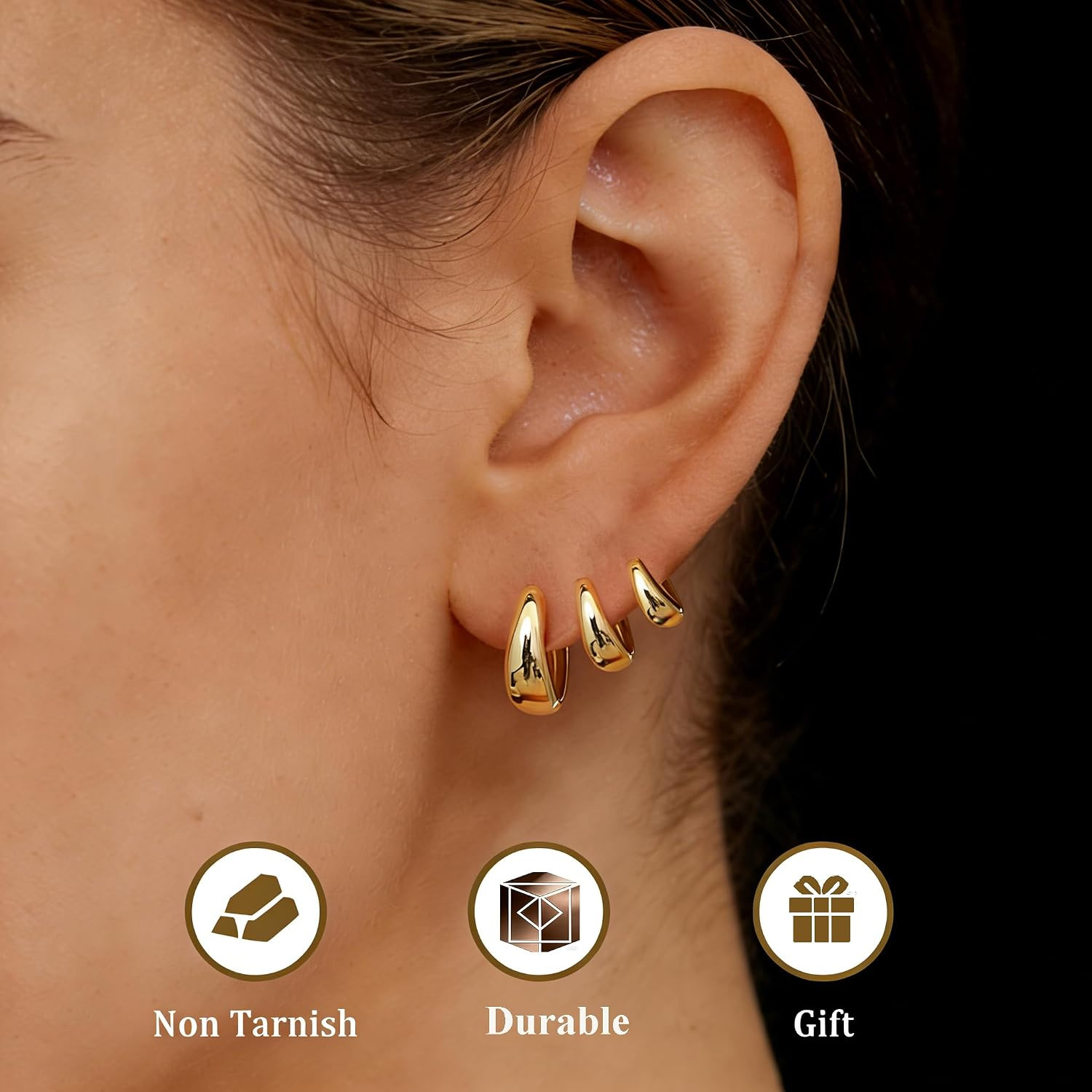 6 Pairs 14K Gold Plated Hoop Earrings for Women Hypoallergenic Small Huggie Hoop