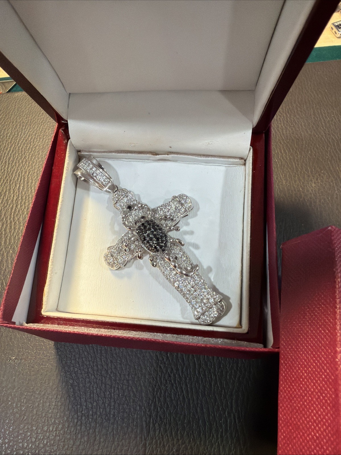 Beautiful 925 Sterling Silver large Zirconia Cross pendant 3.3/4 x 2, 7/8 inches
