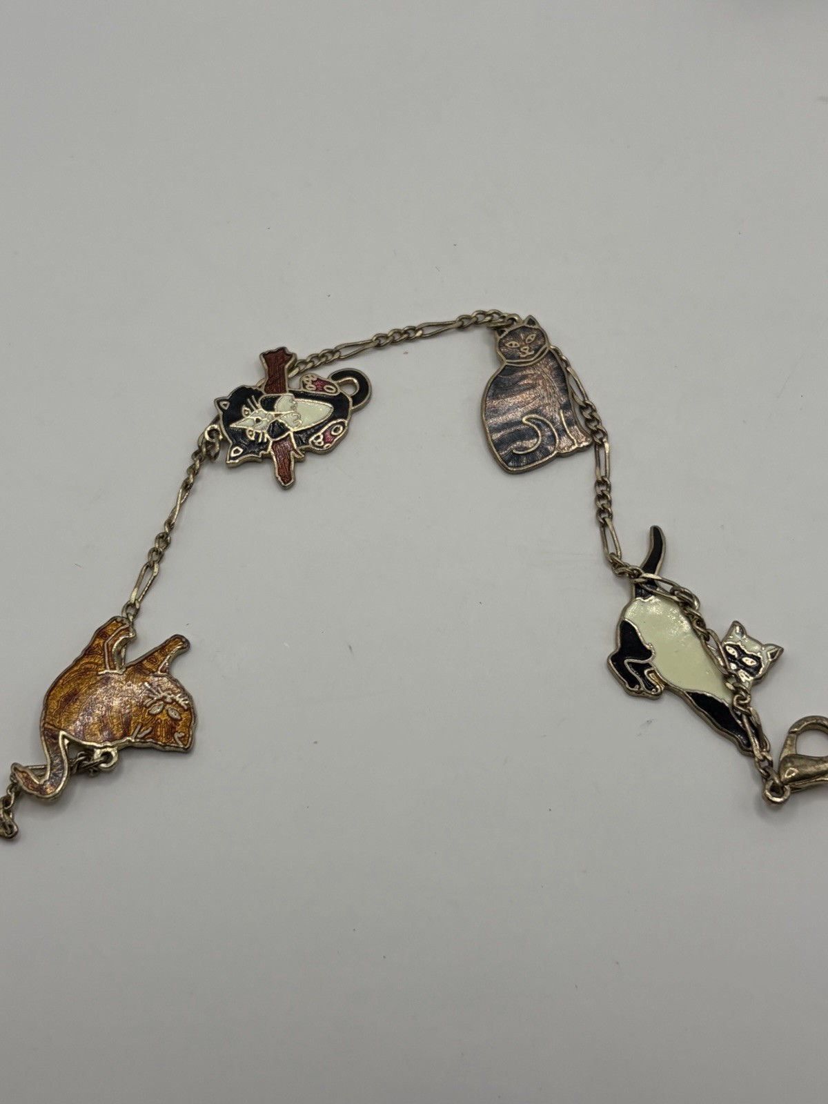Lot of 4 Pieces Vintage Cat Kitten Themed Jewelry Earrings- Brooch- JJ- Bracelet