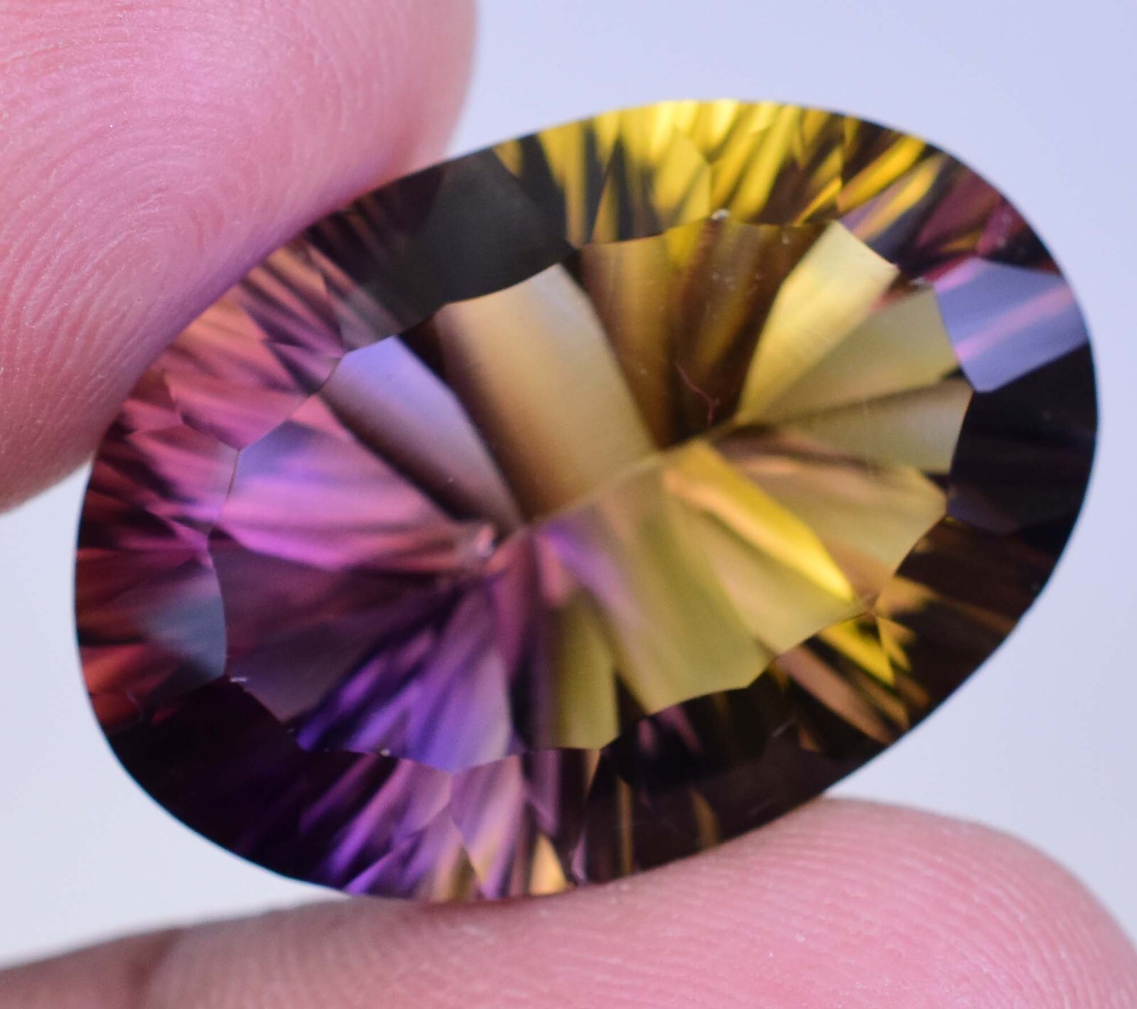 Flawless Natural Bi-Color Ametrine 25.05 Ct Oval Certified Untreated Gemstone