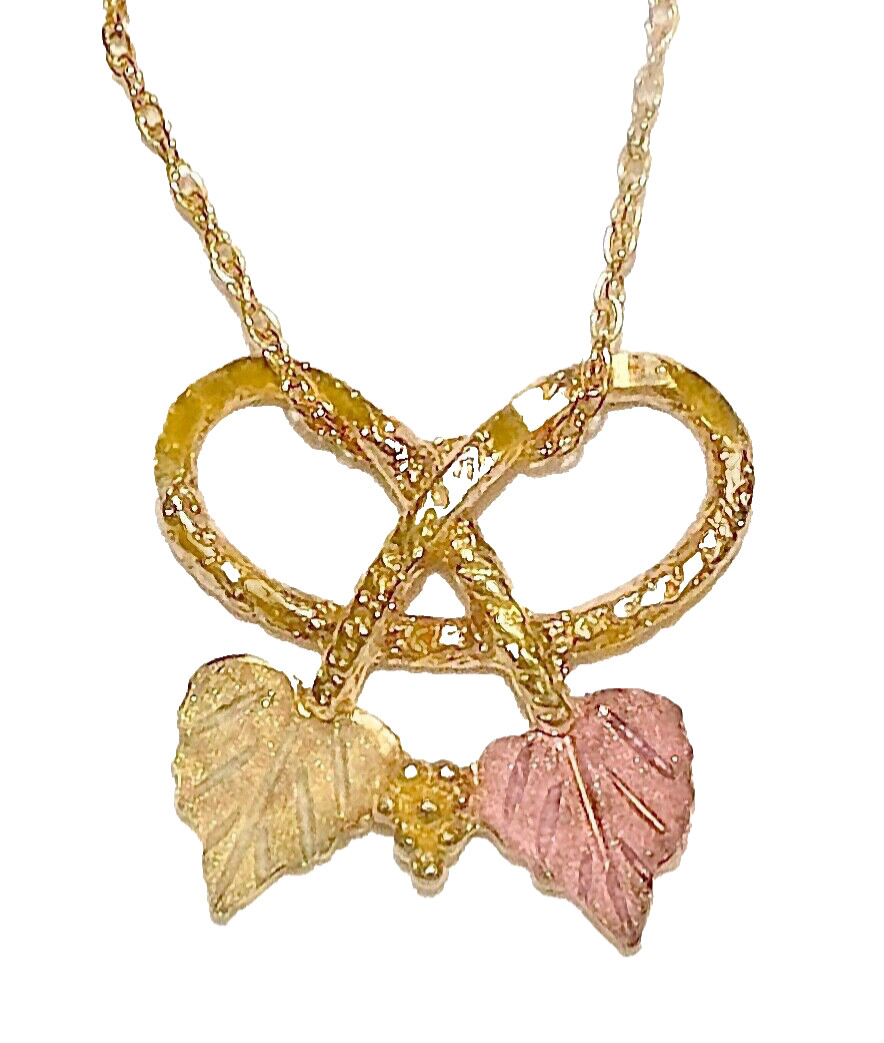 Black Hills Gold 10k 12k Slider Leaf Pendant Light Rope Chain