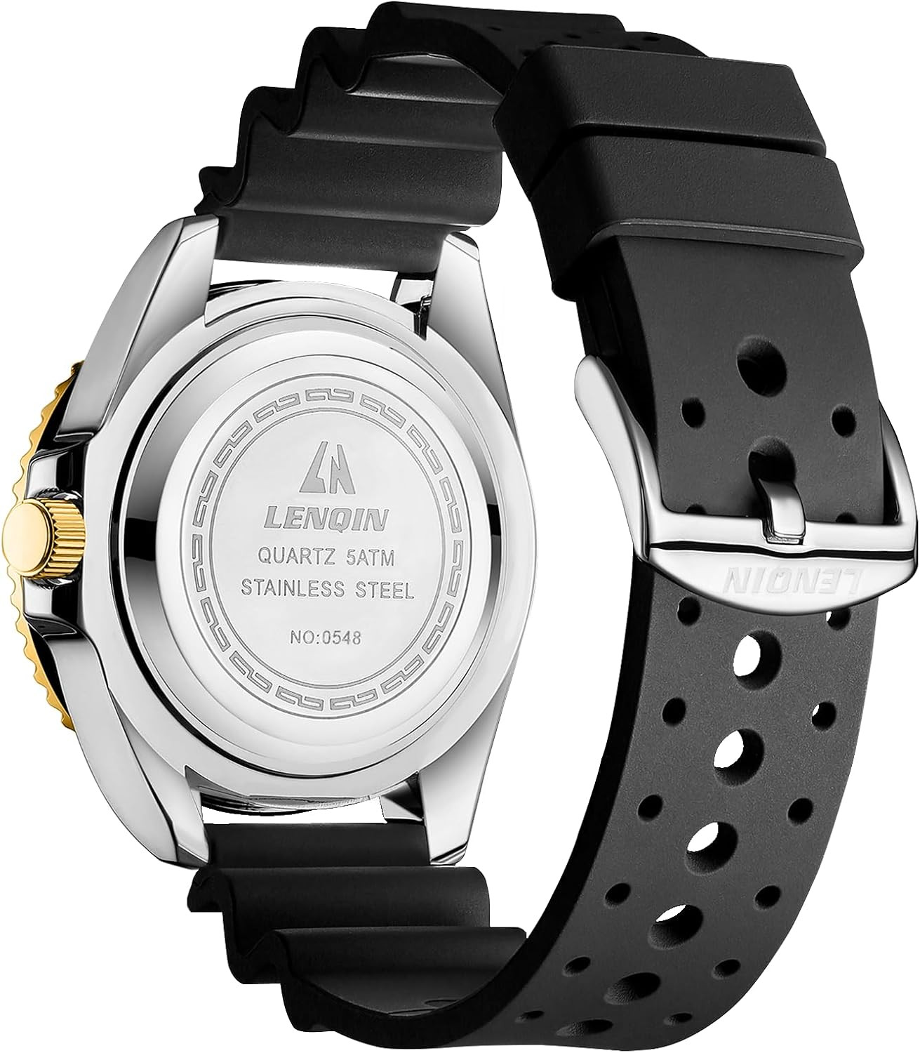 LN LENQIN Mens Analog Quartz Watch 40mm Gold Blue Date Luminous 50m Military