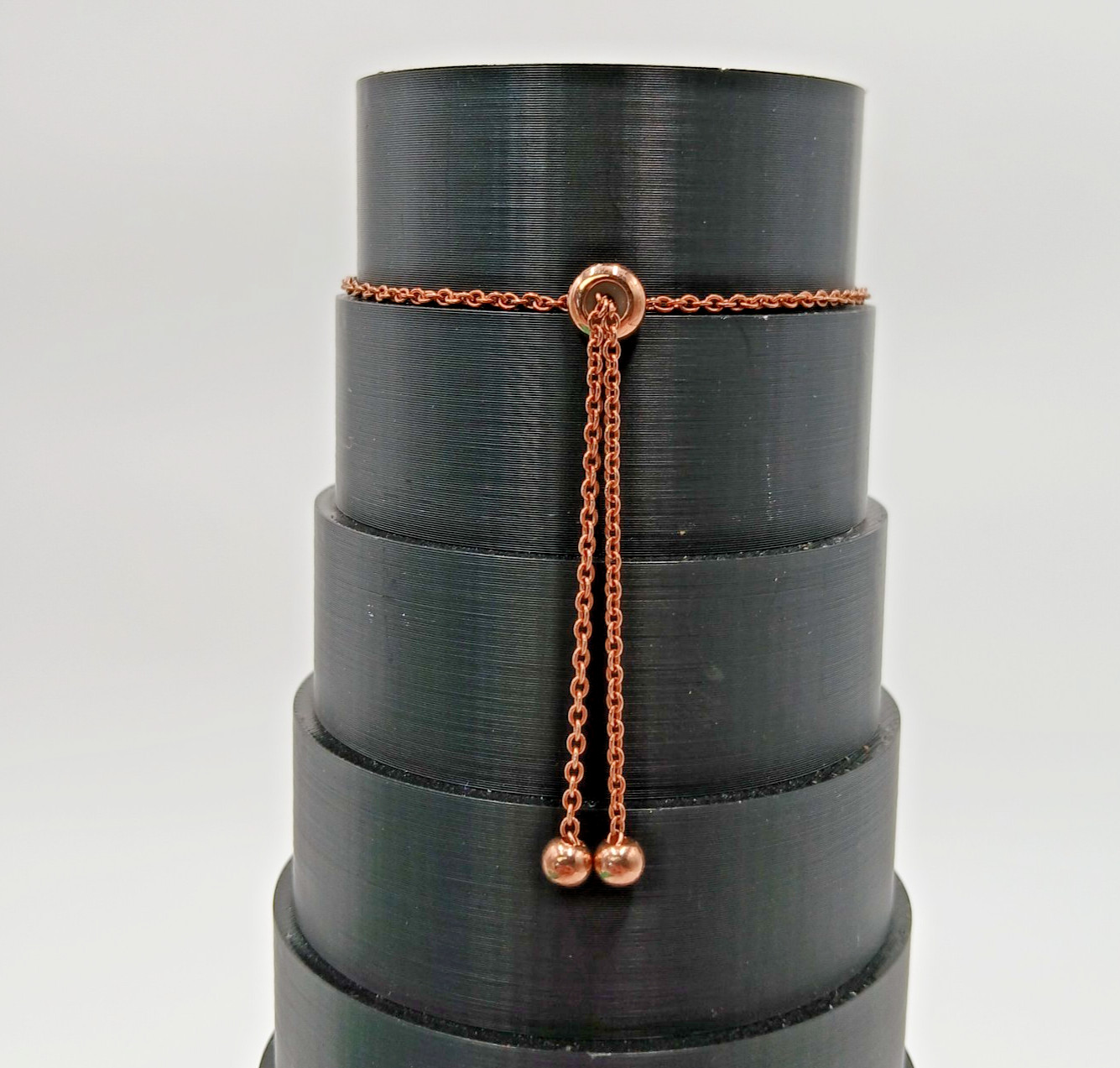925 SU Slider Bracelet OSFA 9in Sterling Silver Rose Gold Vermeil CZ Bar Dainty