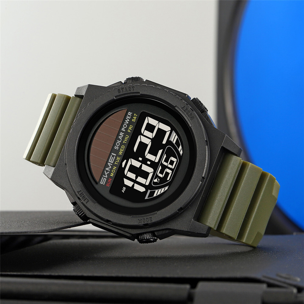 SKMEI Men Sport Watch Solar Power Wristwatch LED Boys Countdown Digital Watches