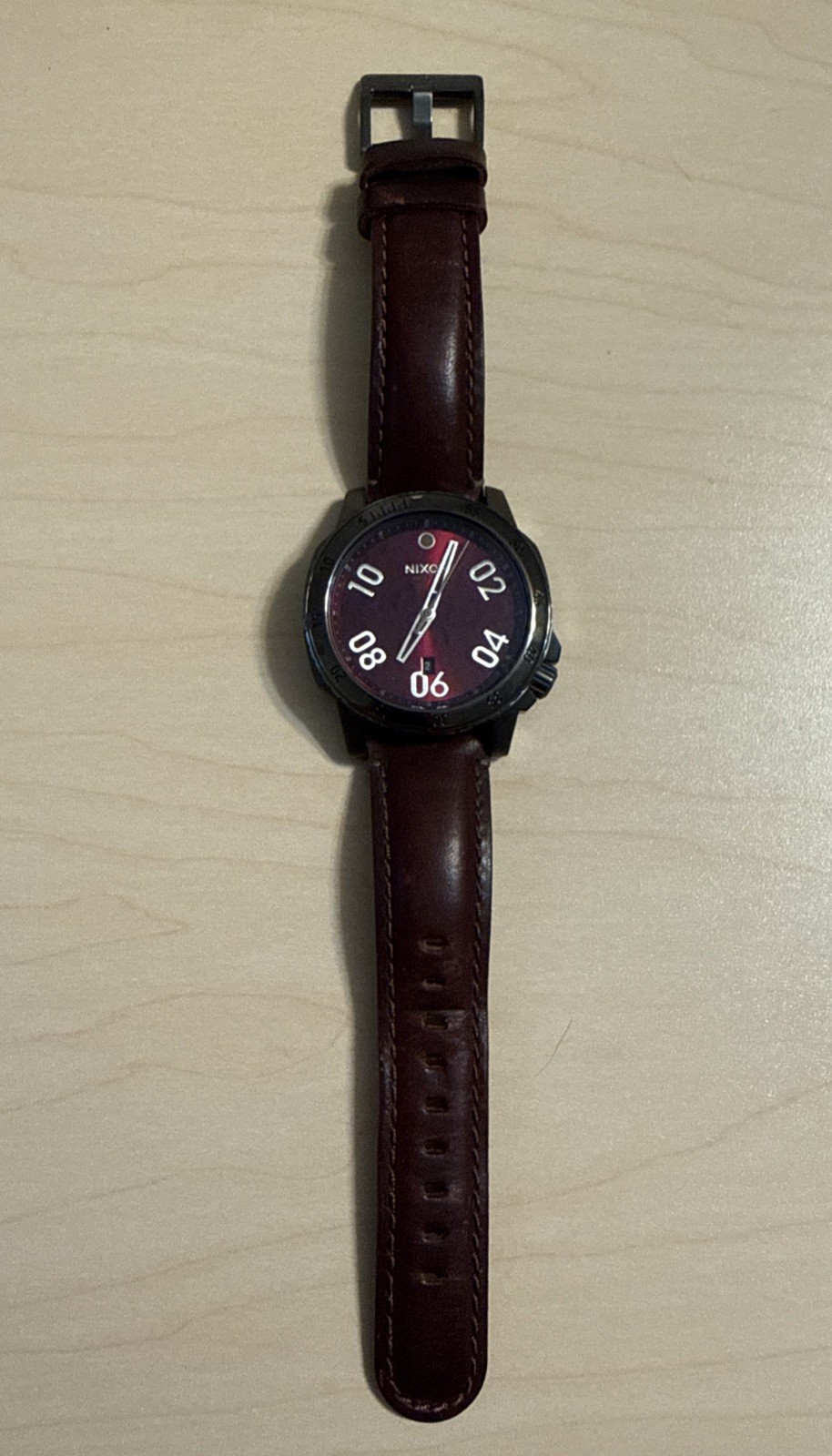 Nixon “Lead The Way” The Ranger Red Leather Watch 15G