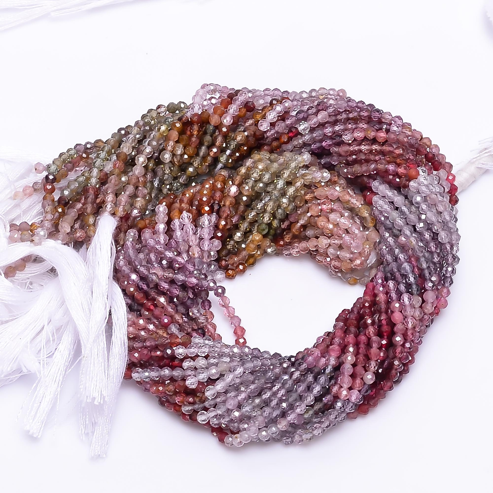 Natural Multi Spinel Gemstone Round Israel Cut Beads 2.5 mm Strand 13″ EB-93