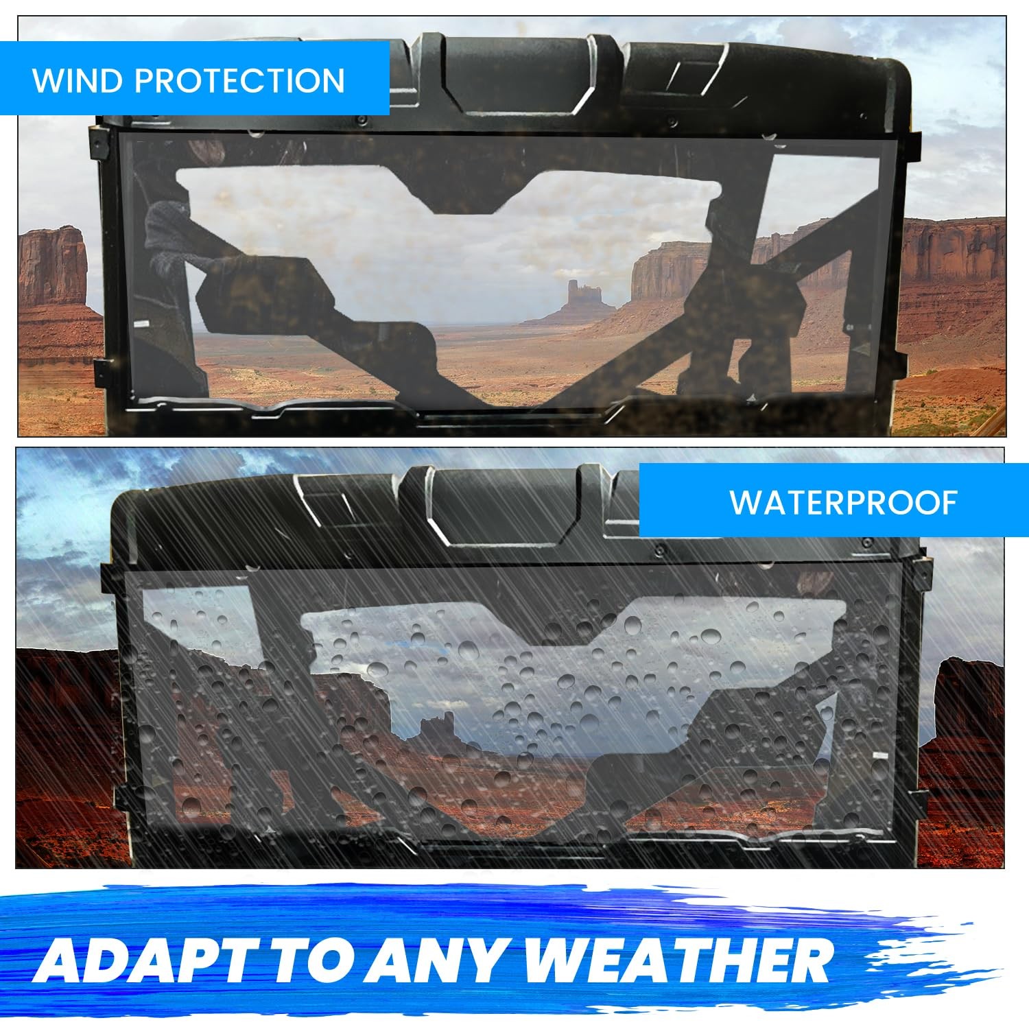 Kuafu Clear Rear Windshield Window Compatible 2013-2023 Polaris Ranger 900/1000