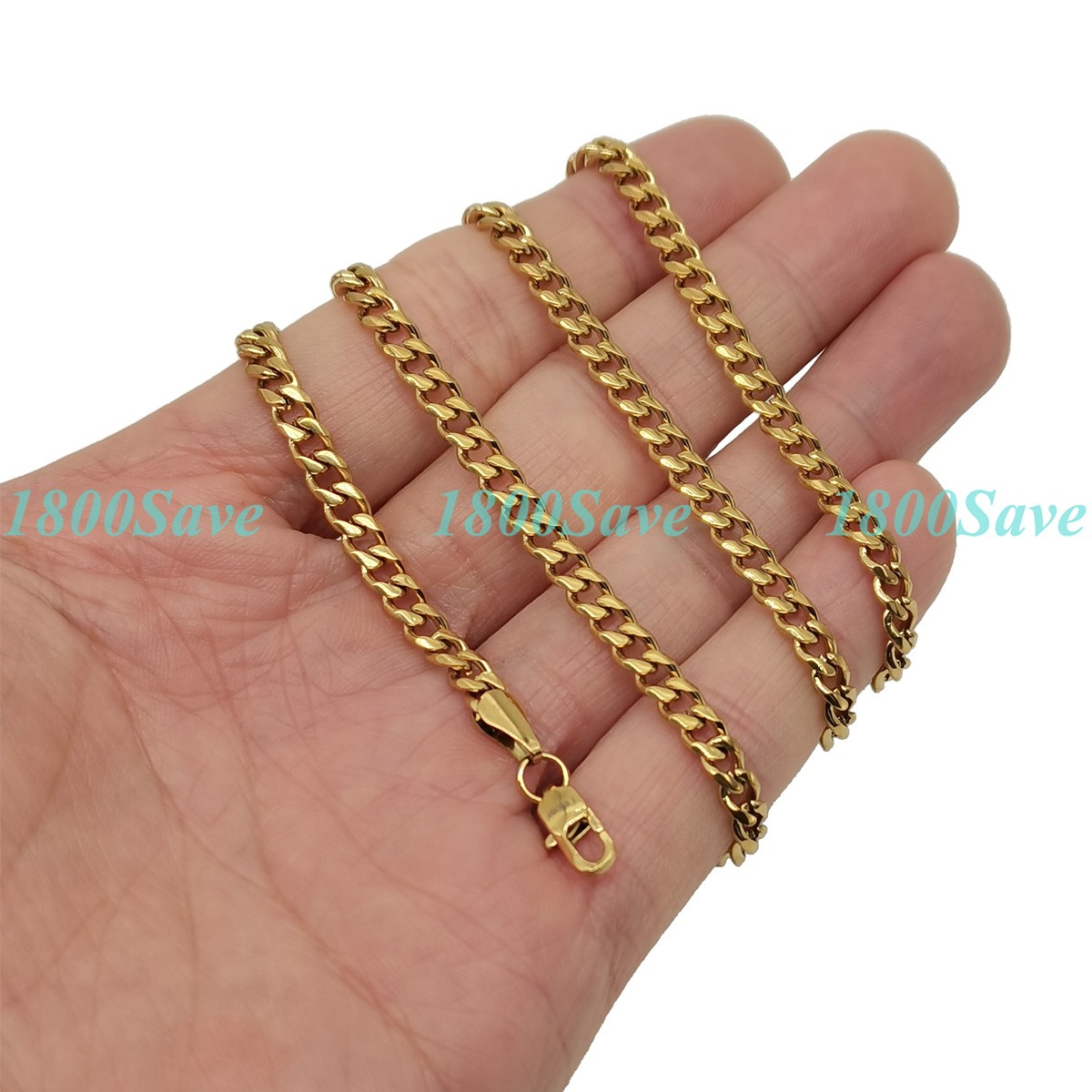 18K Yellow Gold Plated 16″/18″/20″/22″/24/26/28/30/32″ Cuban Chain Necklace J062