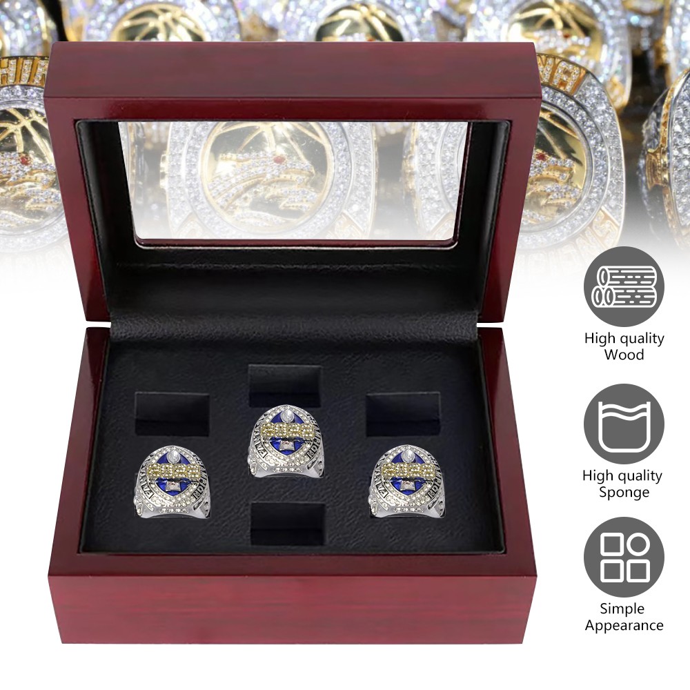 7 Holes Championship Ring Display Case Box Wooden Collection Storage Box Gift US