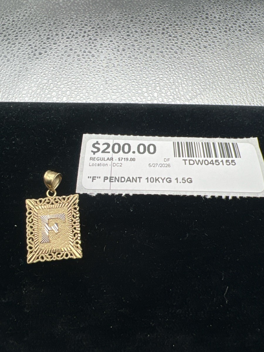 10K Box Filigree “F” Pendant Yellow Gold 1.5g Length 1mm Width 0.6″ (TDW045155)