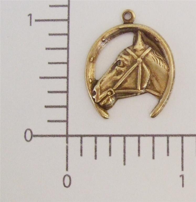 40053 3 Pc Brass Oxidized Horse & Horseshoe Charm Jewelry Finding