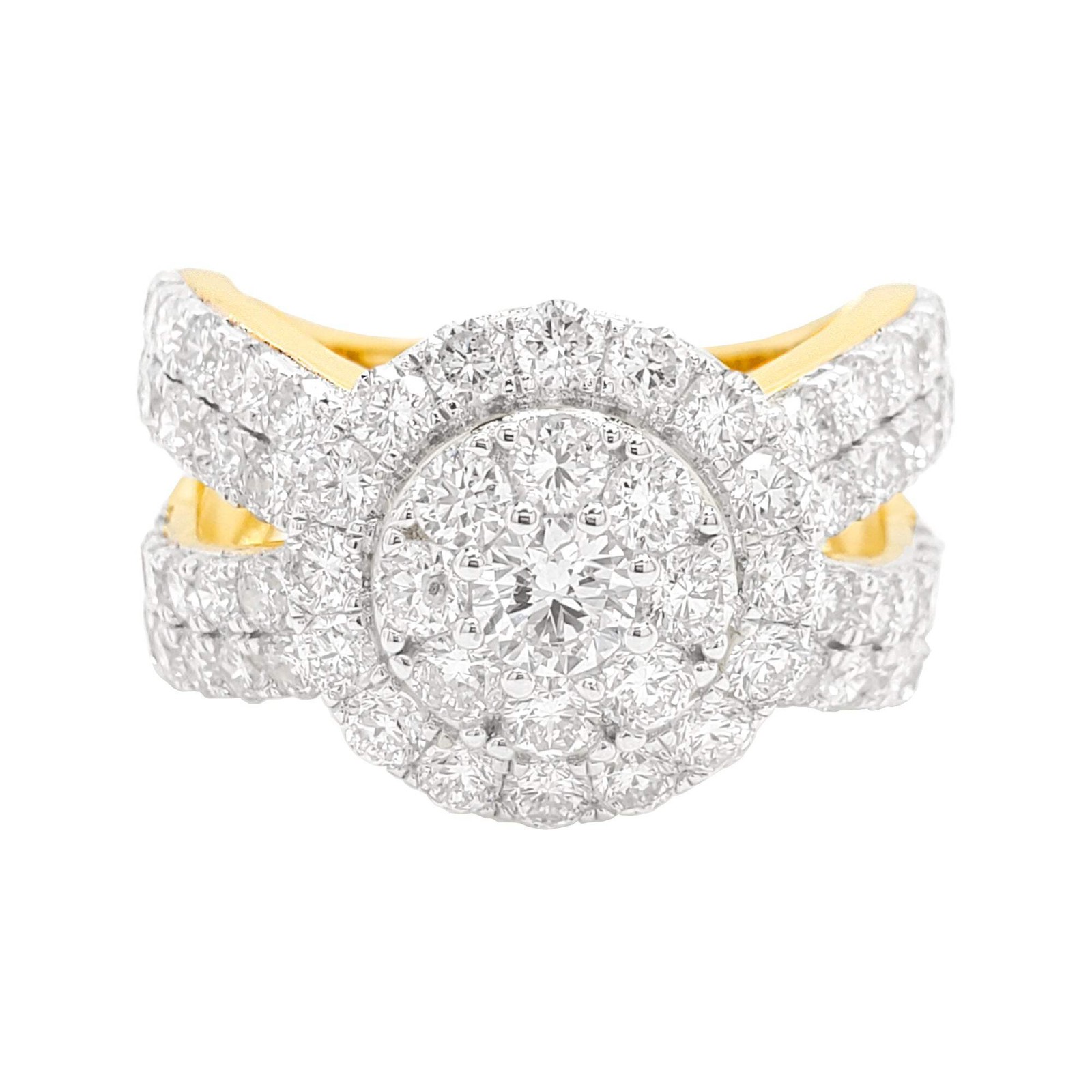 3.25 CARAT LAB GROWN DIAMONDS STERLING SILVER GOLD PLATED ENGAGEMENT WEDDING RIN