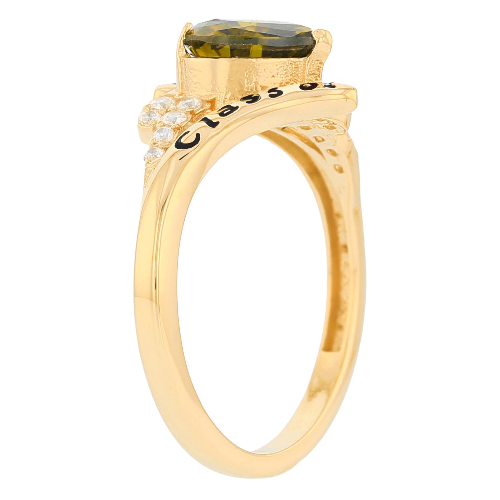 10k or 14k Yellow Gold August Birthstone Bypass Heart 2026 Graduation Ring