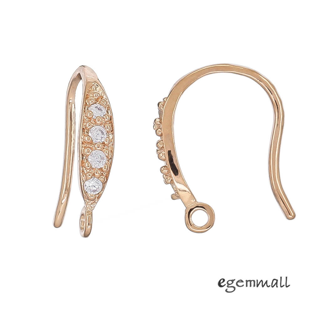 Rose Gold Plated Sterling Silver CZ French Earring Hook Ear Wire Connector 99367