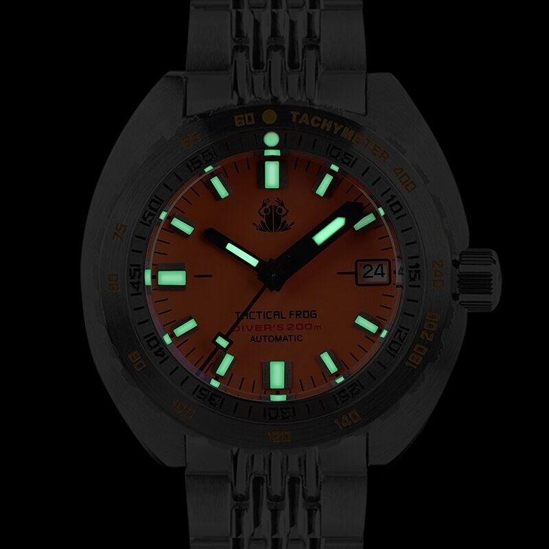 New TACTICAL FROG Sub 300T Homage NH35A 200M Diver Automatic Watch C3 43mm 316L