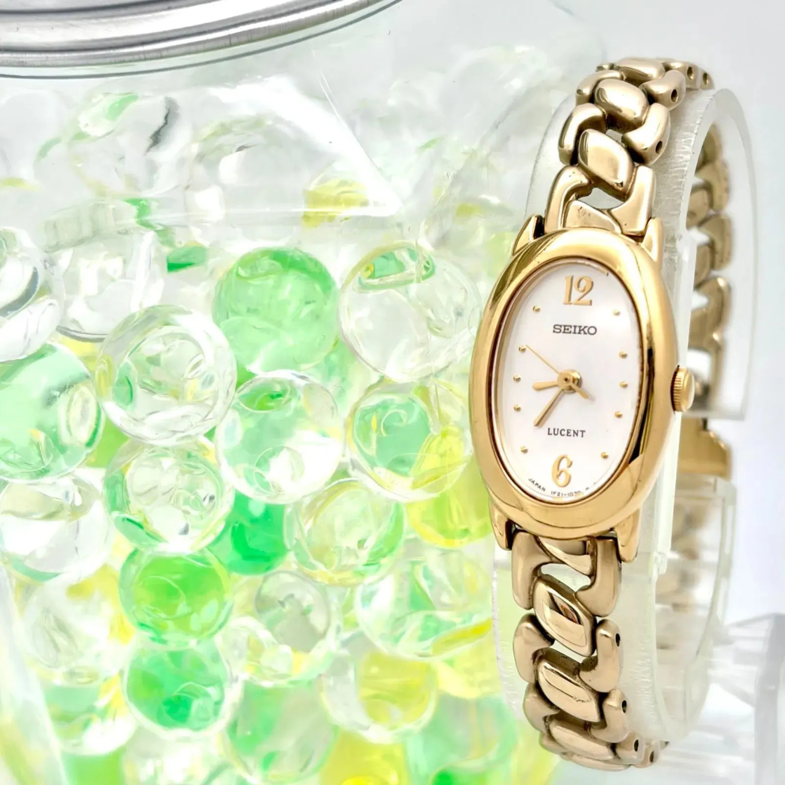 [New Battery] SEIKO Lucent Women’s Watch, Shell Gold Oval 1F21-5C80 5D0218