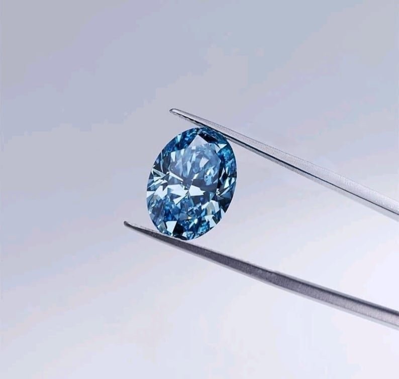 5 CT Oval Cut Loose Lab Grown Diamond Fancy Blue Color VVS1 Clarity Loose Gems