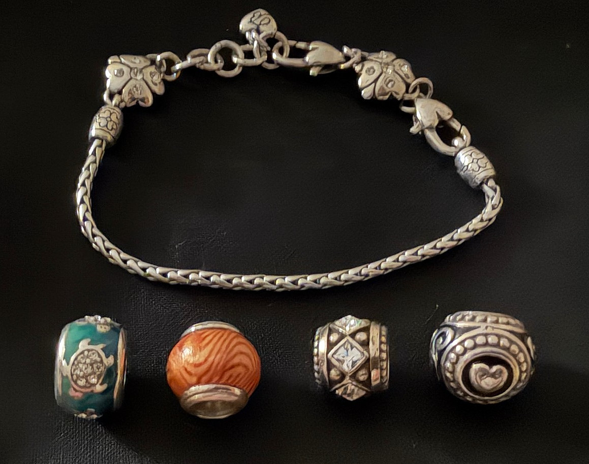 Brighton Jewelry Lucky Me Clover Charm Bracelet & 4 Slider Charms
