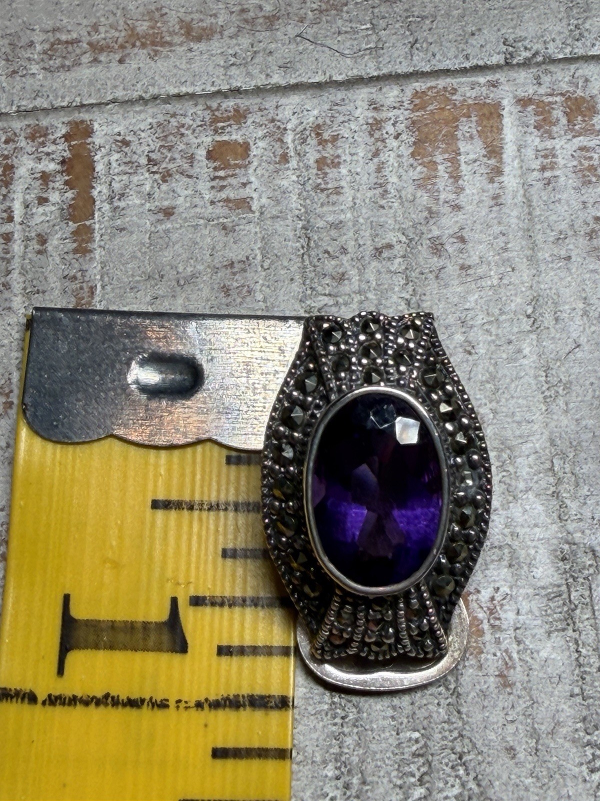 Sterling Silver Amethyst And Marcasites Clip On Vintage Earrings