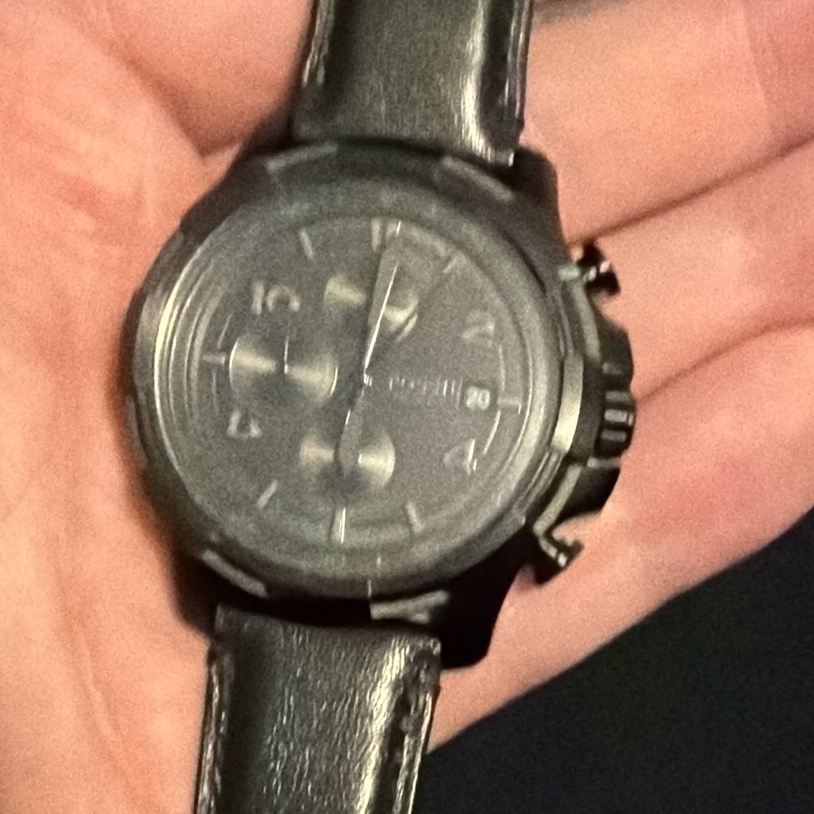 Fossil Nate Men’s Quartz Chronograph Date Black Dial 50mm Leather Strap 100m